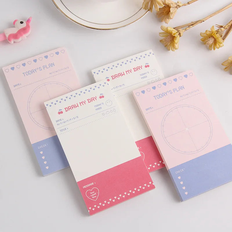 1pc simple notepad, portable tear-off small notebook, daily message leaving note, memo book, school, family and office supplies