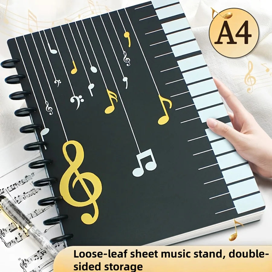 1pc Mushroom hole folder sheet music 12.4 × 9.37 inches, waterproof 20-page file storage, spiral sheet music binding organizer