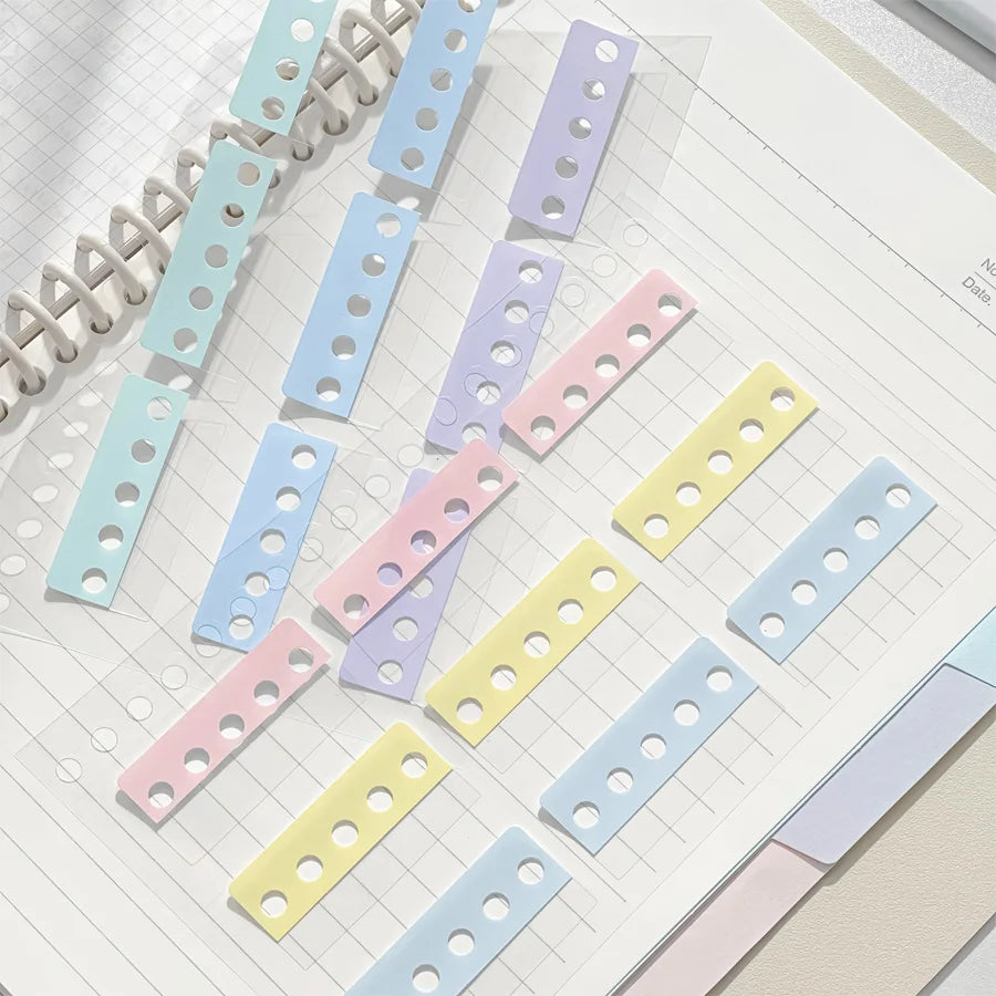 1pc self-adhesive binding hook stickers with round holes - Loose page storage labels for DIY notebook diary photo storage boxes