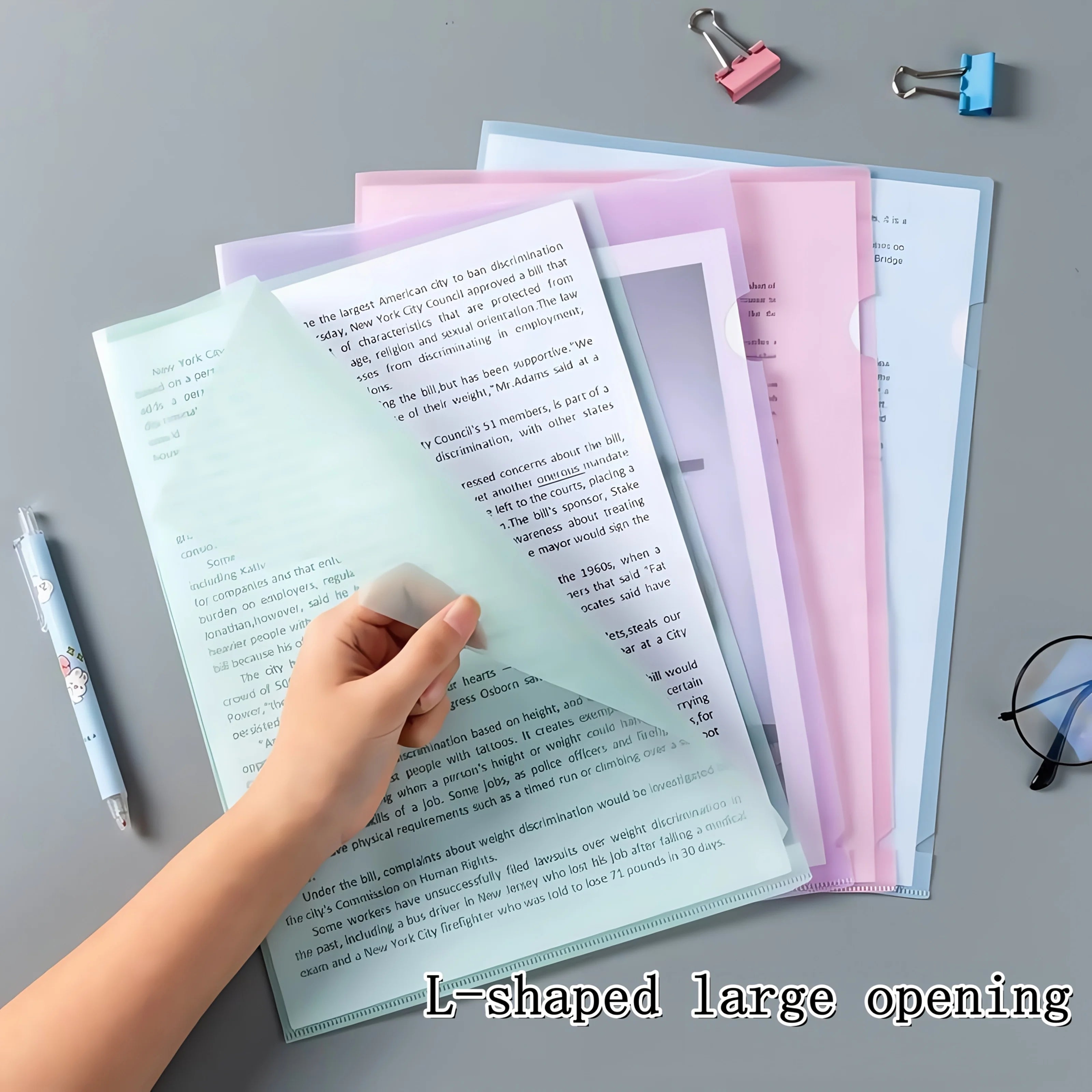 4pcs Morandi color folder, A4 transparent PP plastic cover, office and sheet music paper protection, file arrangement